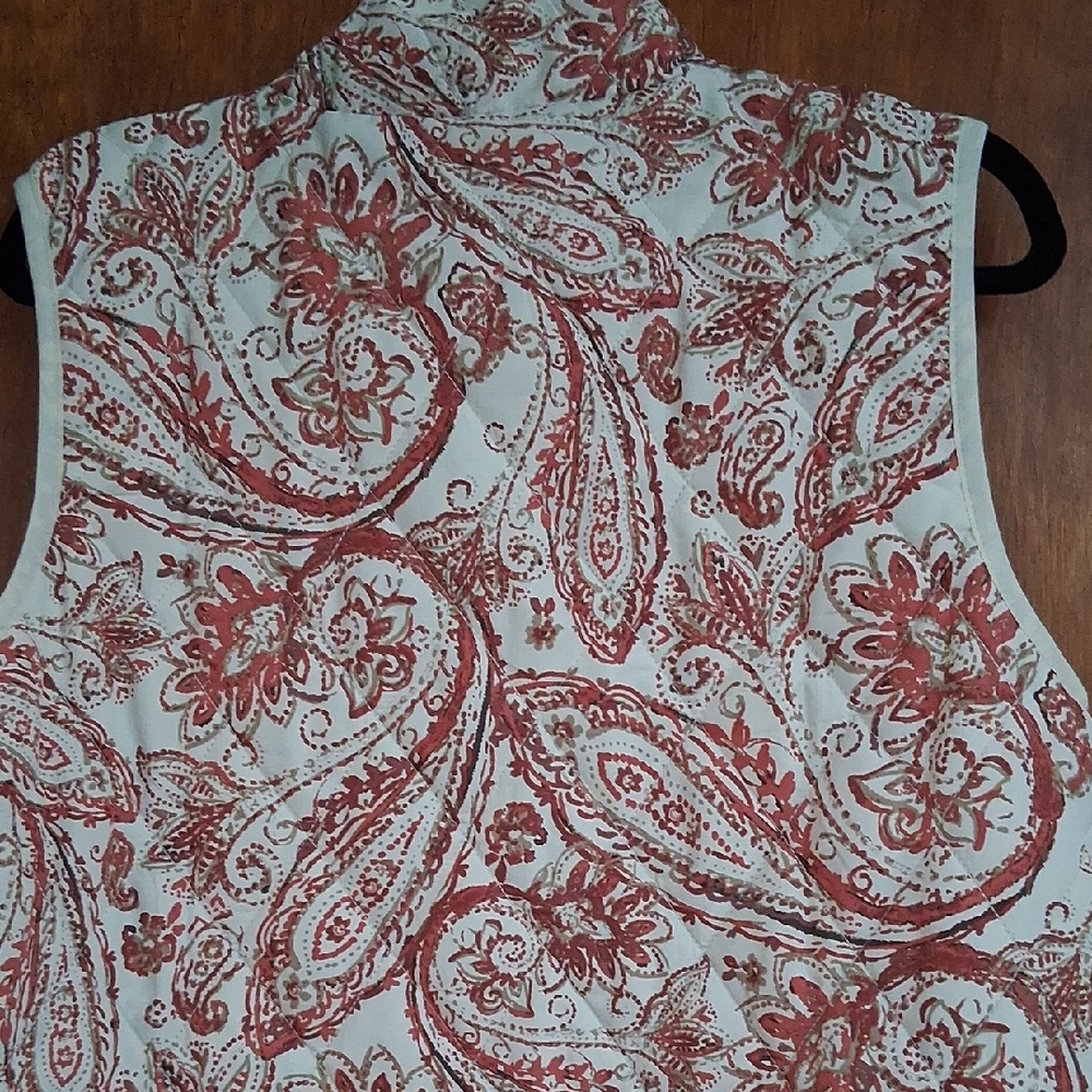 Coldwater Creek Red and Cream Vest - Picture 7 of 8